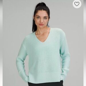 Lululemon Mint Green Merino Wool V-Neck Women's Sweater